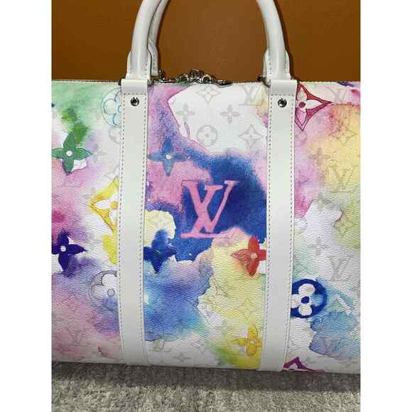 Louis Vuitton Keepall Bandouliere 50 Watercolor Multicolor Weekend Travel Bag - Picture 6 of 12